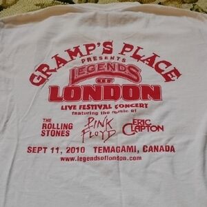 Men's White Vintage Medium Gramp's Place Concert 2010 Stones Floyd Clapton Shirt